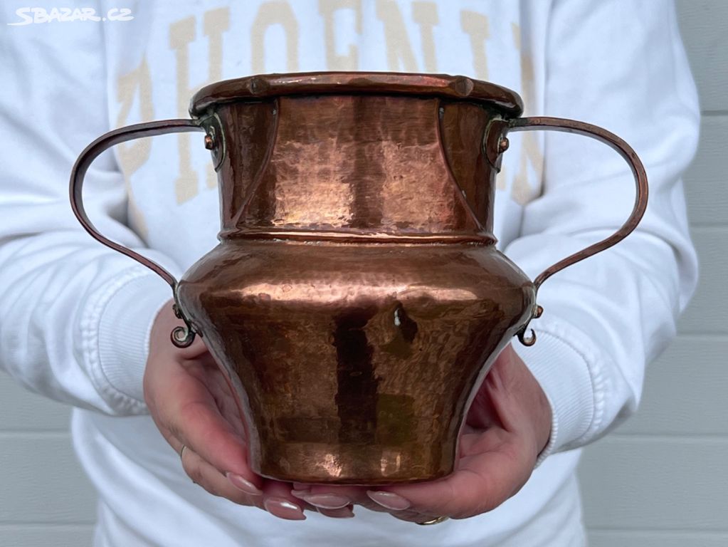 Starožitný měděný džbánek nádoba původní kus