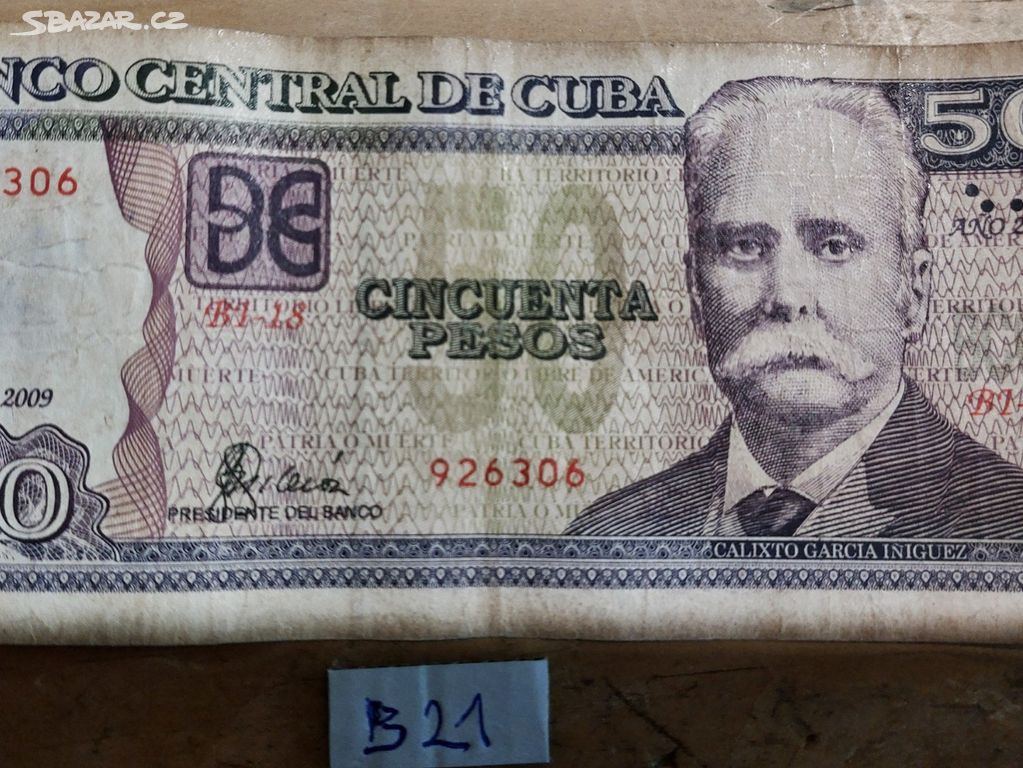 50 pesos 2009 Kuba (B21) Bankovka.