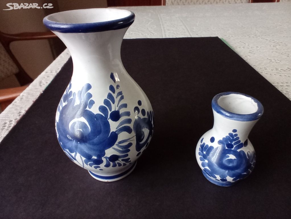 Hrdějovická keramika, ručně malované malé vázičky,