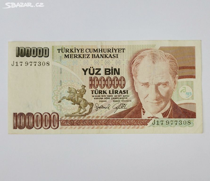 CWA. Turecko bankovka 100000 Lira 1970