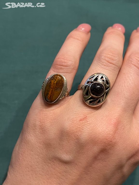 Starožitný prsten Ag jaspis avanturín ceny různé