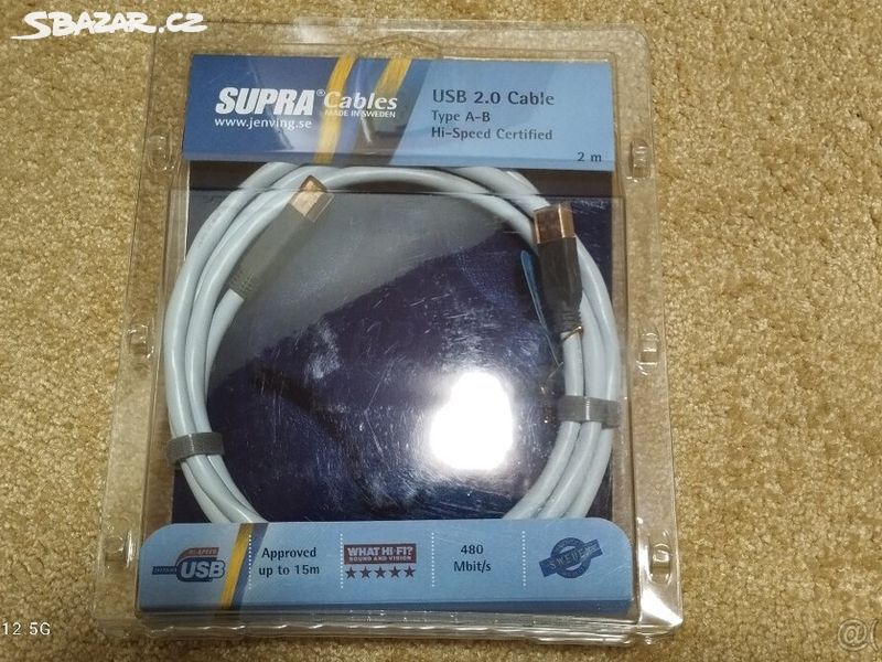 špičkový USB kabel značky Supra  2 m