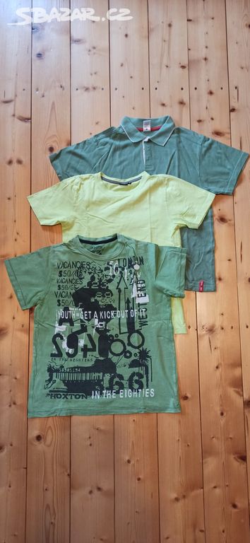 Set 3 zelených triček, vel. 146/152