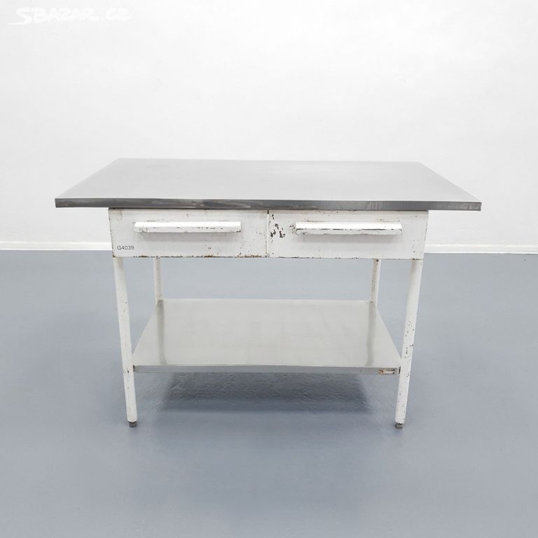 Pracovní stůl s nerezovou deskou 126x75x85 cm - 2x