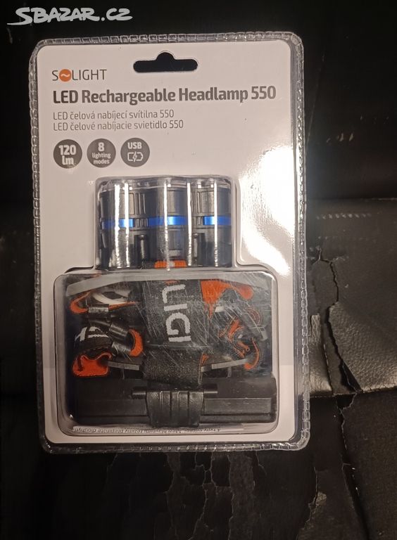 LED dobíjecí čelovka, 550lm, Li-Ion, USB solight
