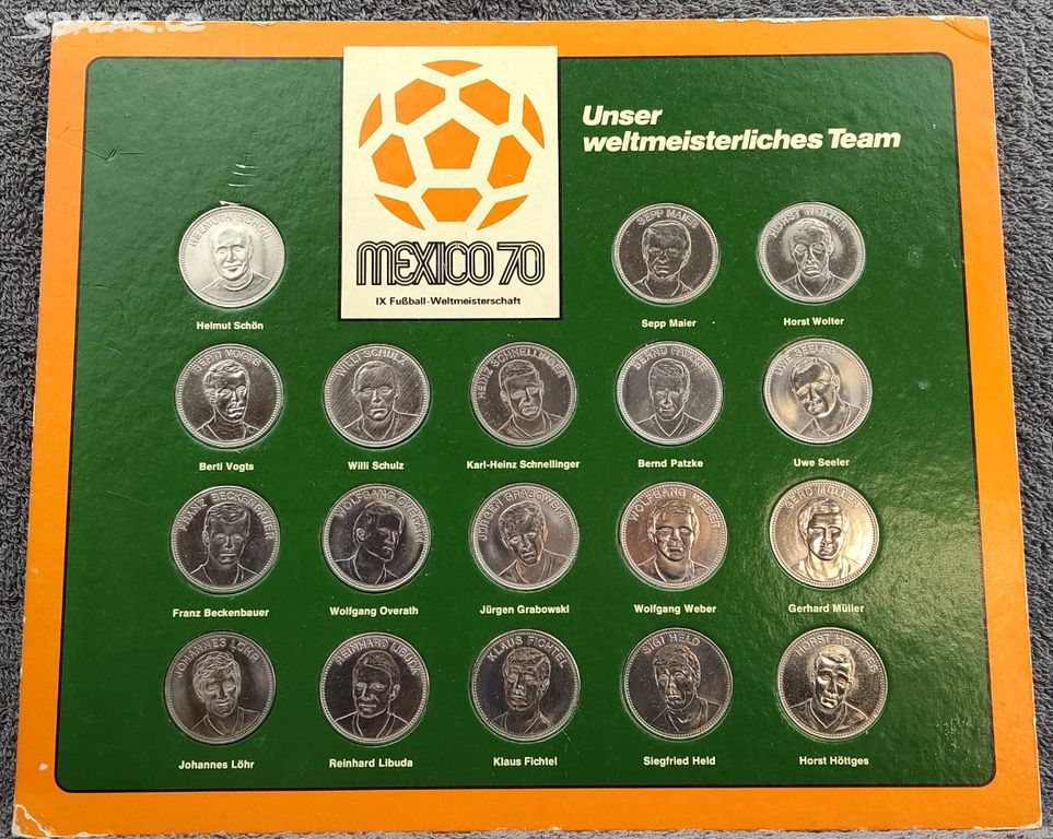 Originální sada 18 mincí z roku 1970 Mexiko