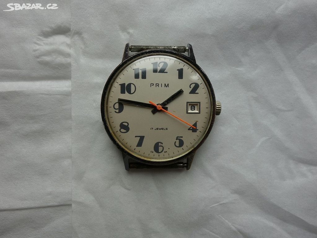 Staré,funkční, mech. hodinky Prim- bílý cifwerník