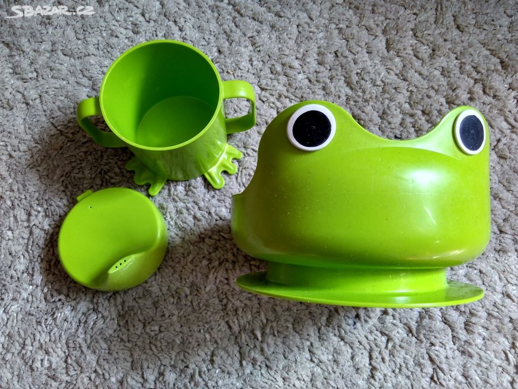 dětské plastové nádobí žába,Ikea hrneček, talířek