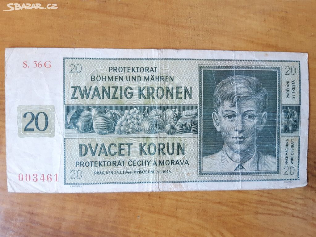 Bankovka 20 korun, 1944