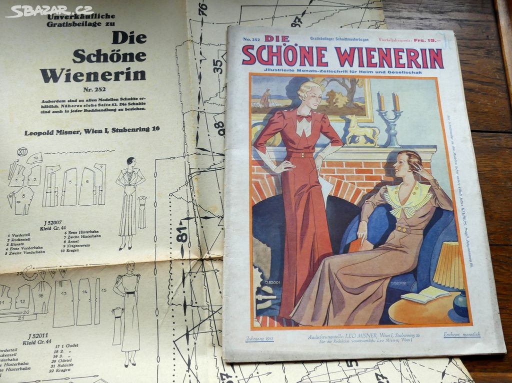 Schöne Wienerin -  stará móda 252/ 1933, střihy!