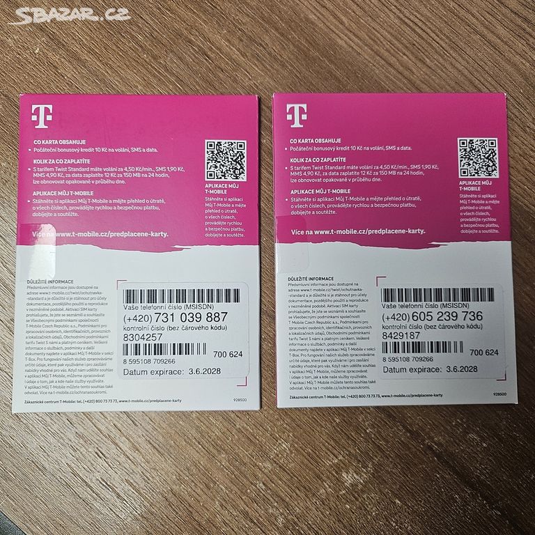 SIM karta nová, nerozbalená, T-Mobile