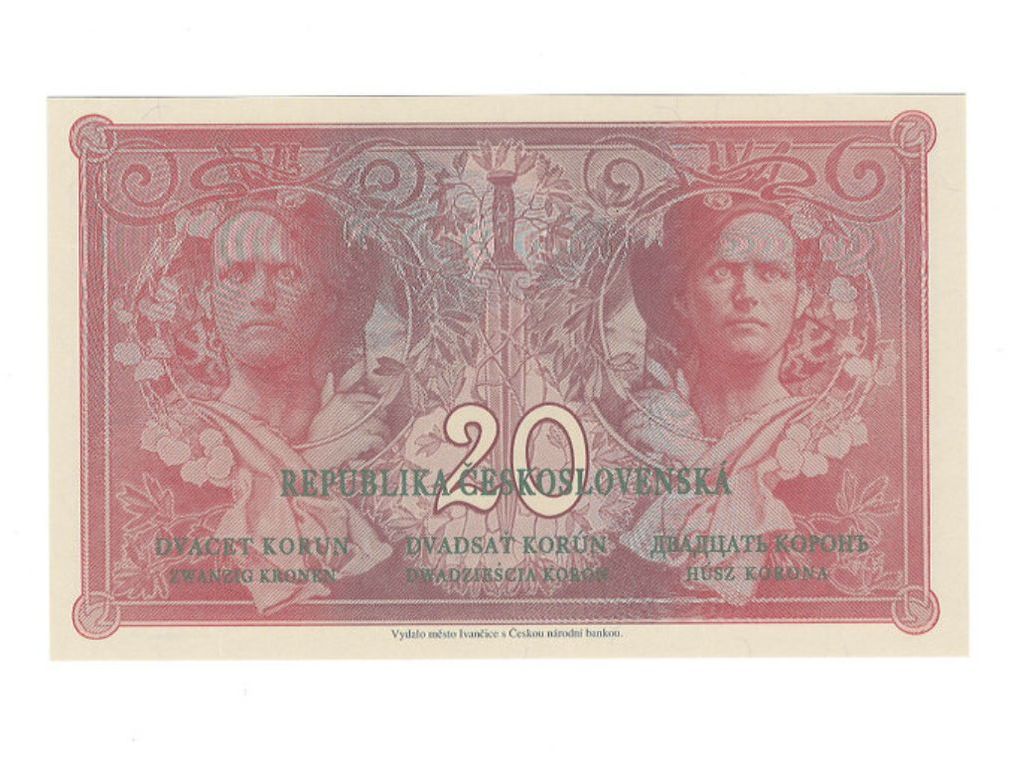 20 KORUN 1919, výroční bankovka STC, Alfons Mucha