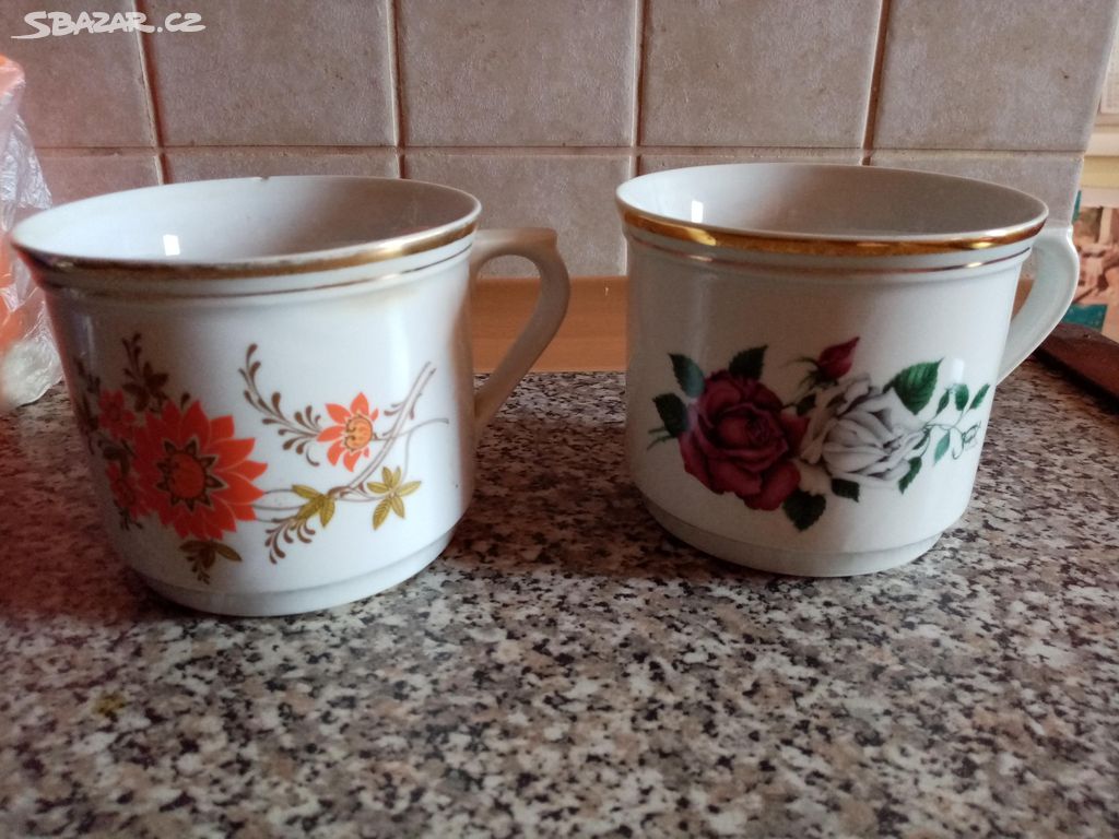 Retro porcelánové velké hrnečky Czechoslovakia