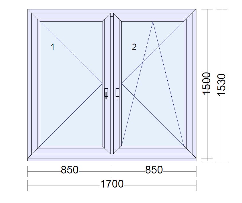 Prodám plastové okno 1700 x 1500