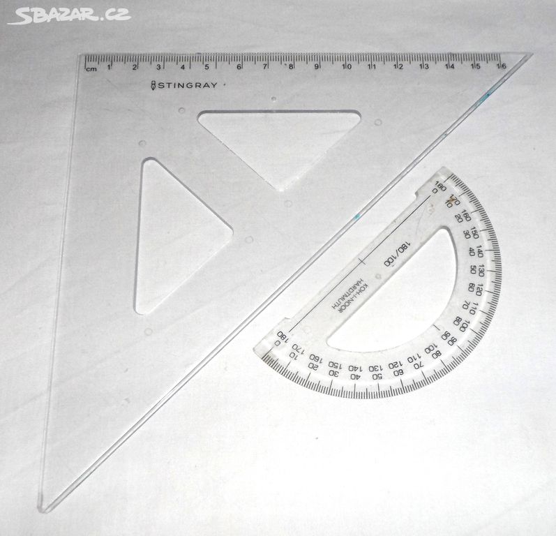 2x školní geometrické plastové PRAVÍTKO