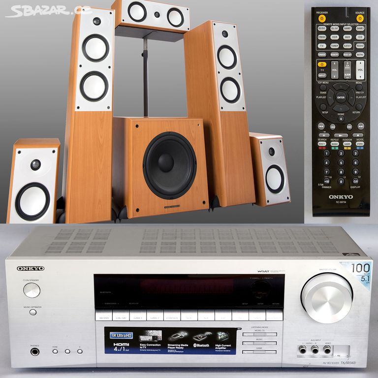 AV RECEIVER ONKYO a reproduktory pro domácí kino.