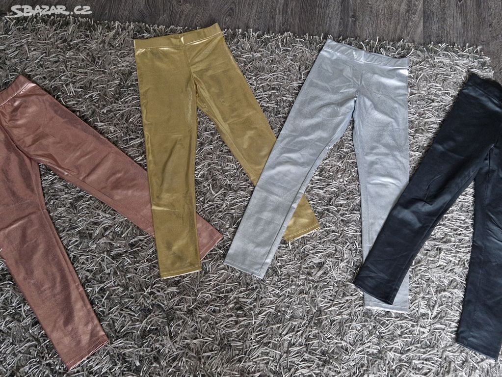 4x legíny metalické H&M 140