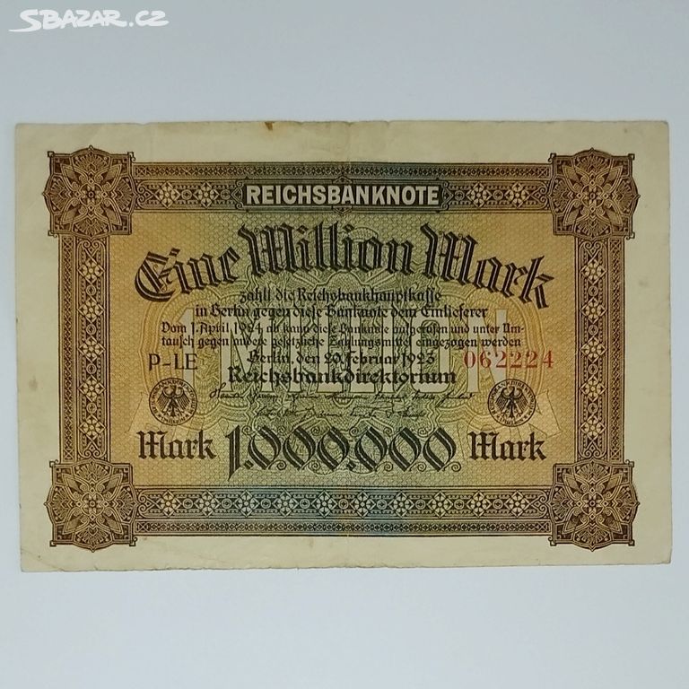 EG. Německo 1 million Mark 1923