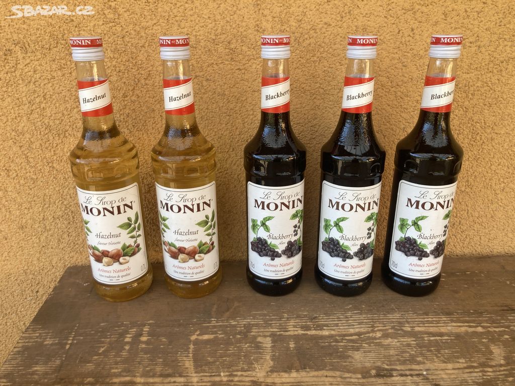 5x Monin / Sirup - Lískový oříšek /Ostružina