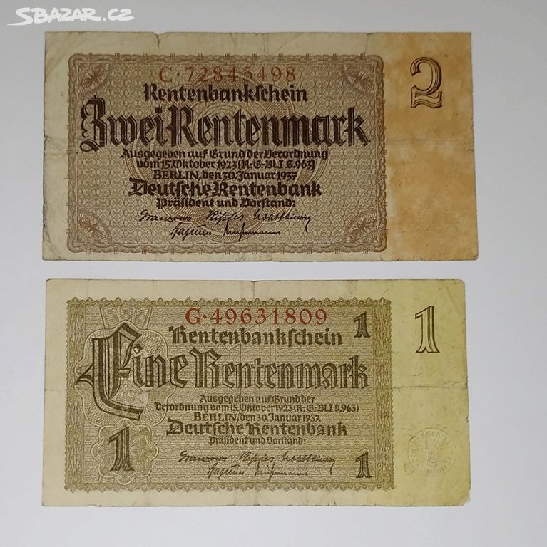 IG. Německo 1+2 Rentenmark 1937