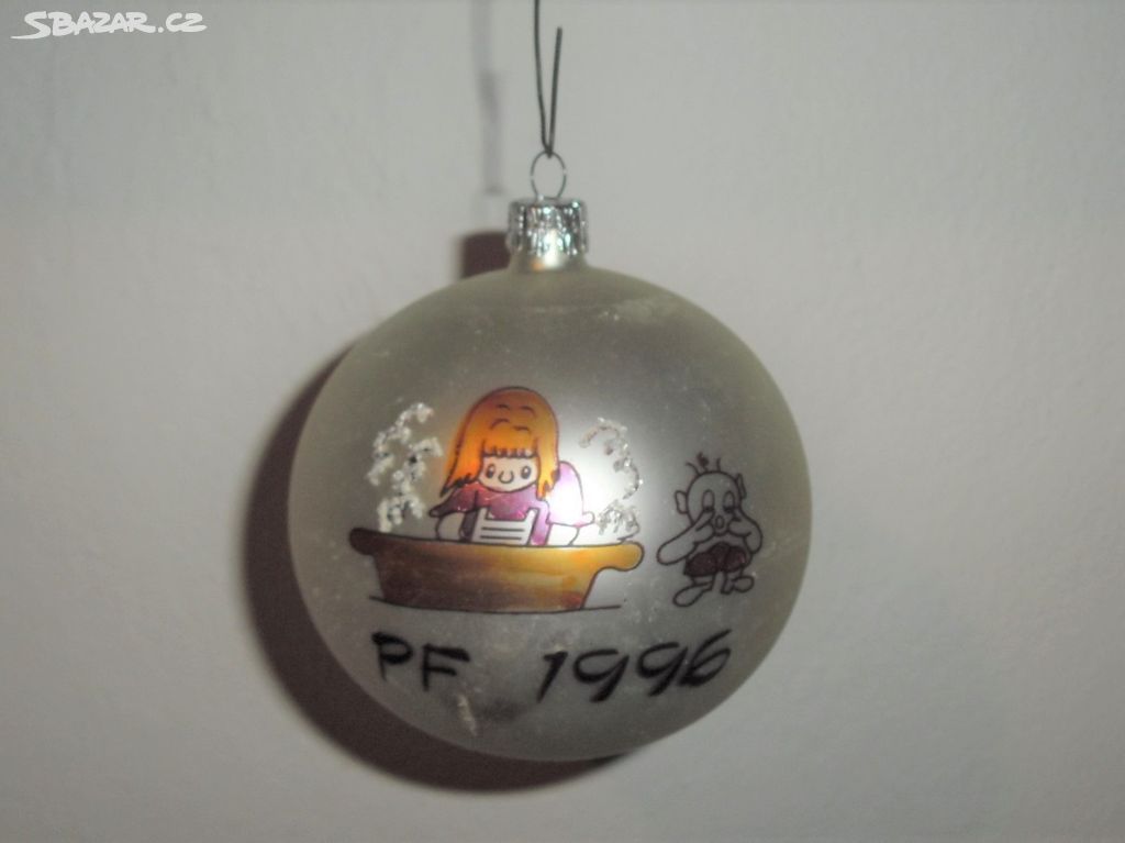 1x SKLENĚNÁ vánoční ozdoba, PF 1996