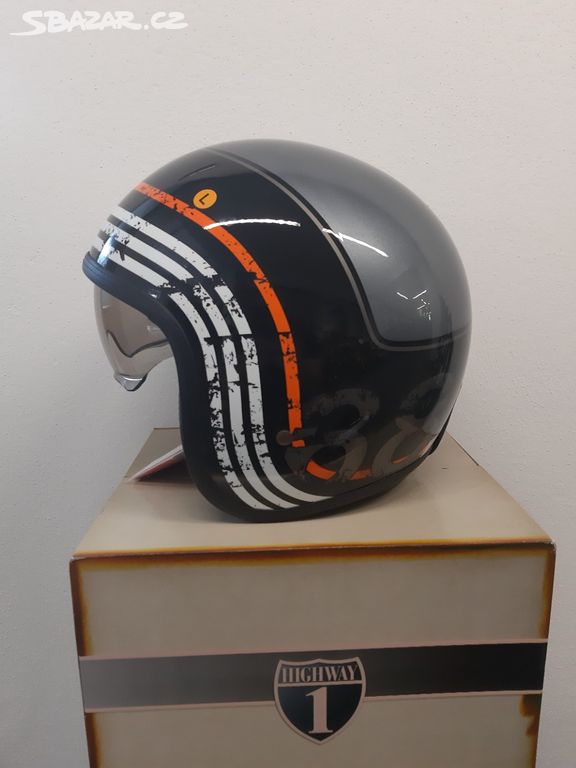 Nová otevřená helma Highway Retro - oranžová