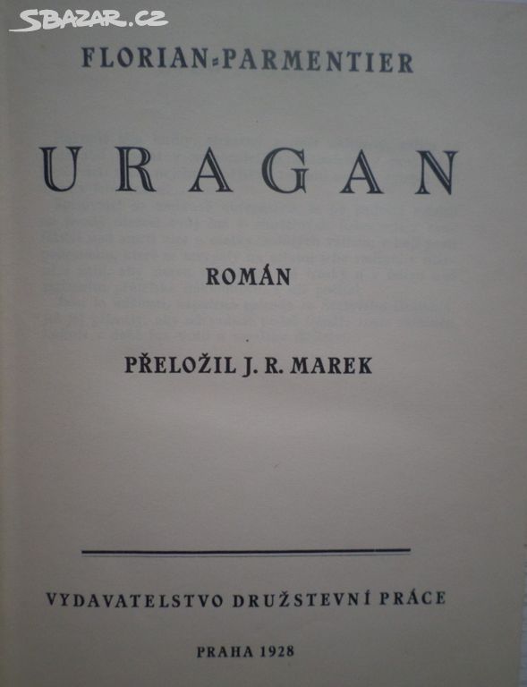 URAGAN - román - 1928