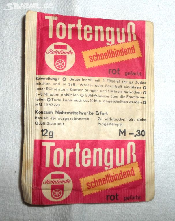Obal ŽELATINA prášková potravinářská, NDR 1982
