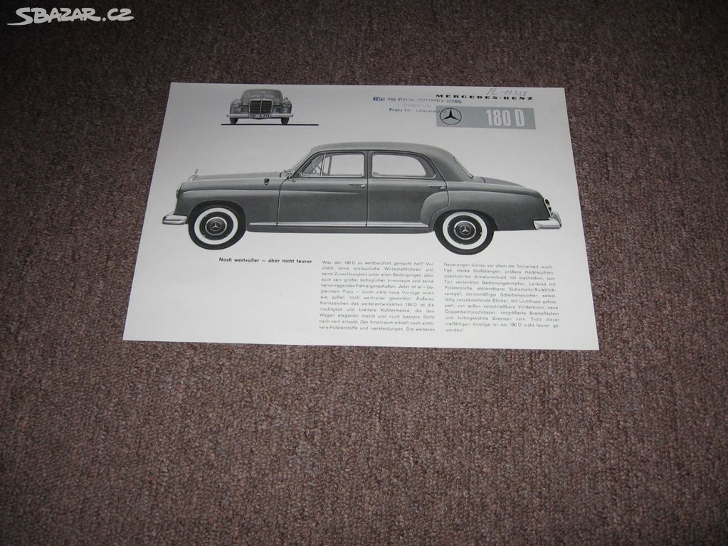 Mercedes -Benz 180D prospekt 1959.