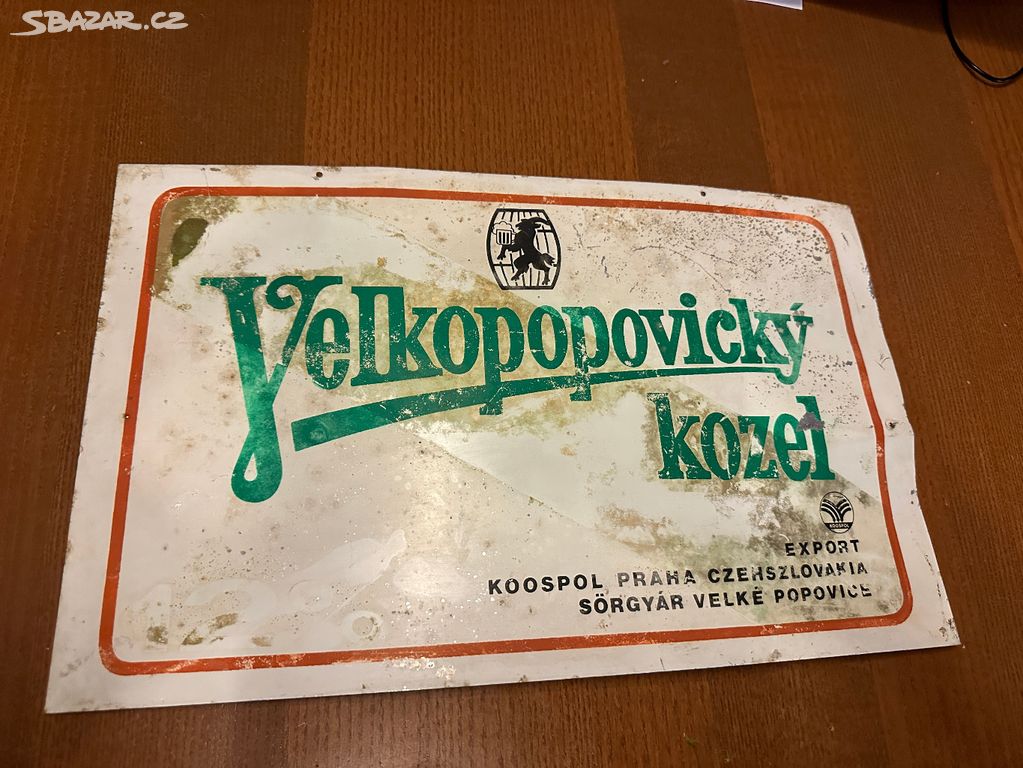 RETRO plechová cedule "VELKOPOPOVICKÝ KOZEL"