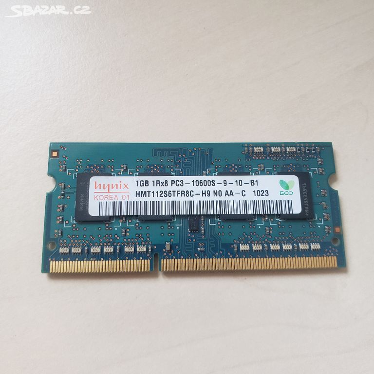 1GB SO-DIMM Ram paměť DDR3 1Rx8 PC3-10600S-9-10-B1