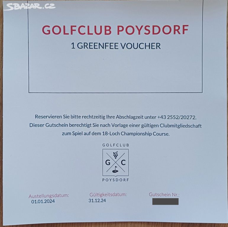 8x Voucher golf Poysdorf / AT