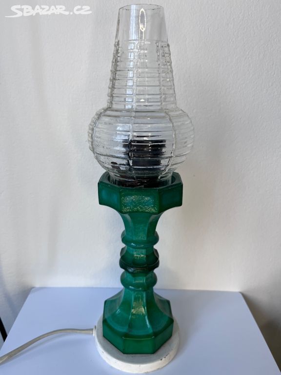 Malachitové sklo - lampa - Jade glass - zelené Mal