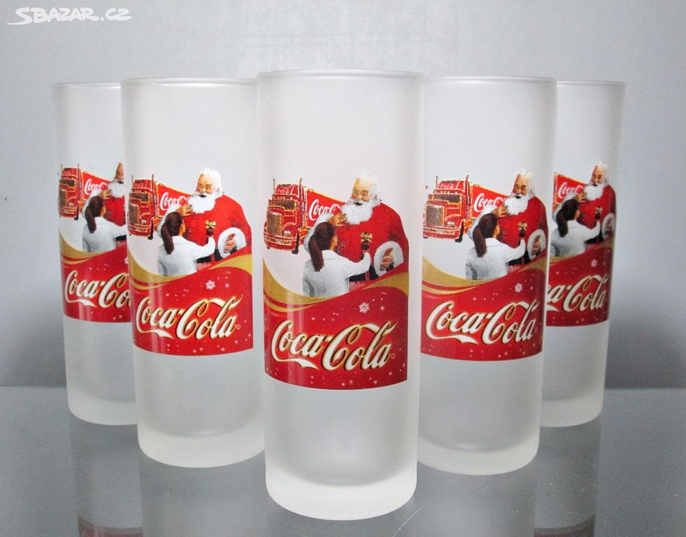 Staré reklamní sklenice long, Coca Cola Santa