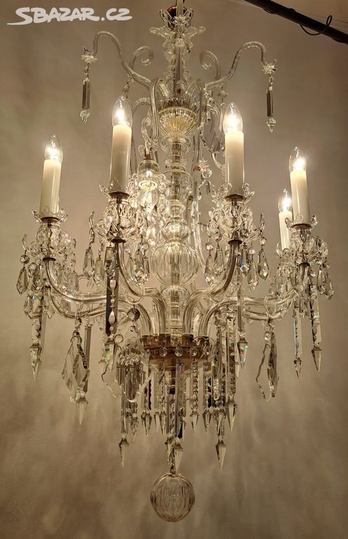 Obrovský starožitný křišťálový lustr,  1900 - 1910