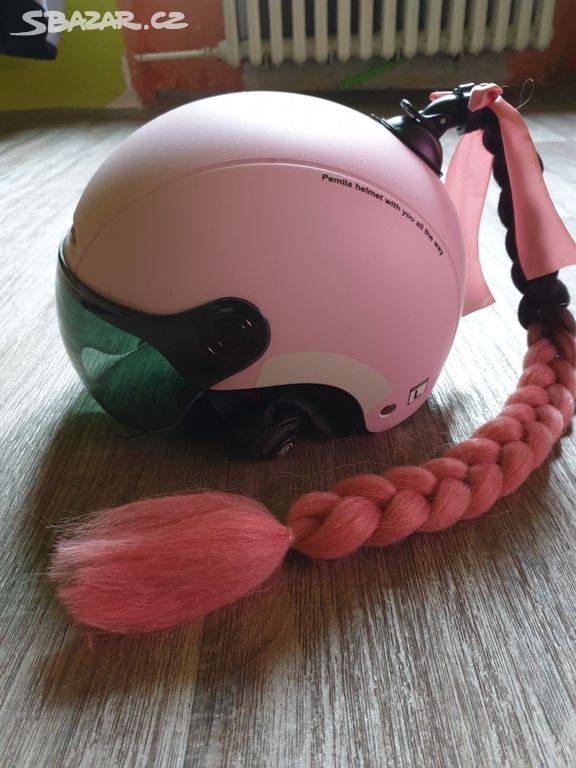 Helma na kolo růžová  s copem