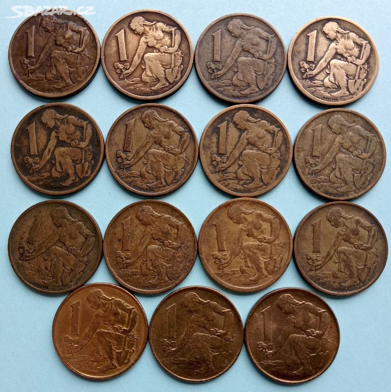 Mince 1 Kčs 1957 až 1991 nečištěné s patinou !