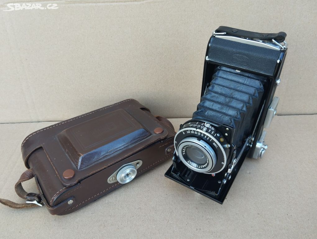 Starý měchový fotoaparát Zeiss Ikon Ikonta+POUZDRO