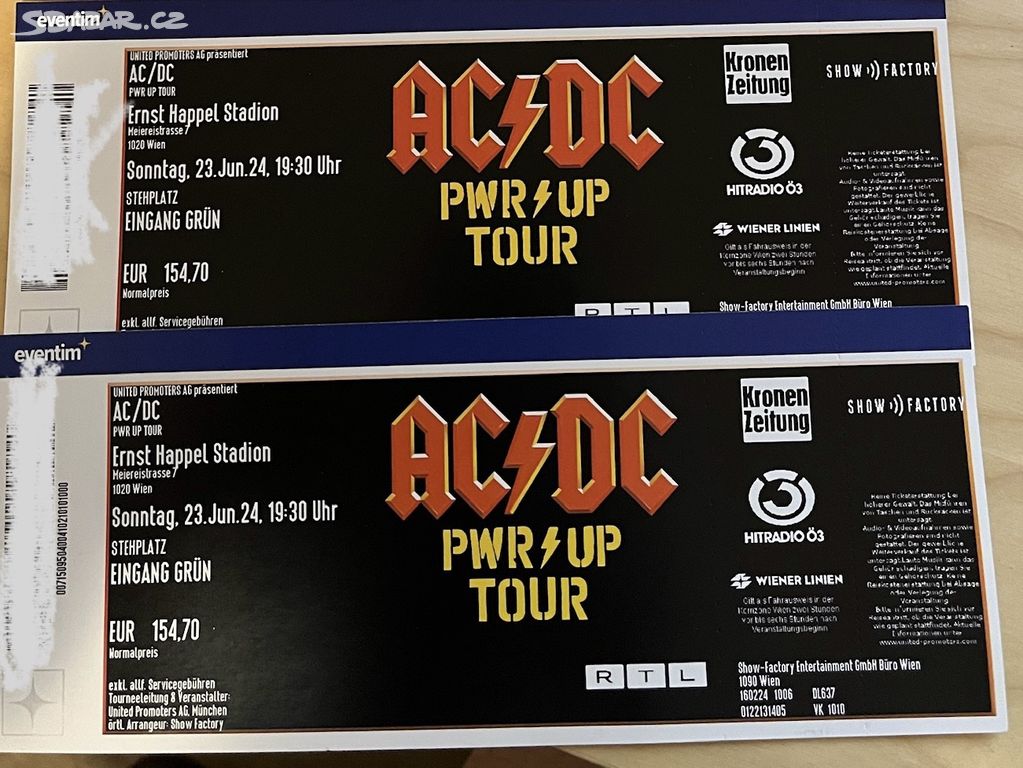 AC/DC Vstupenky - Vídeň - na stání 26.6.2024 2ks