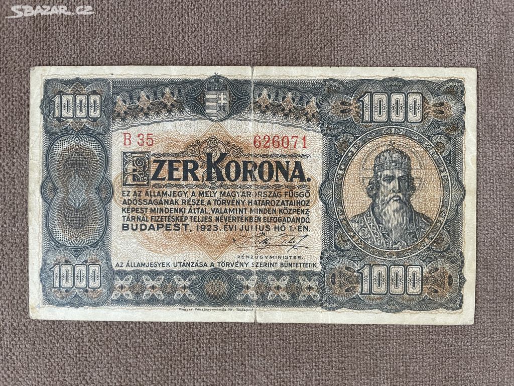 Bankovka 1000 korun Maďarsko 1923