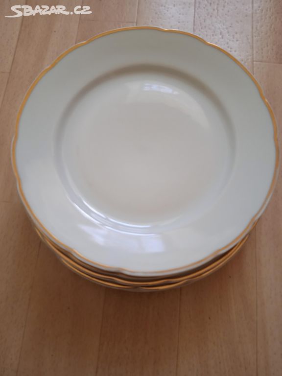 Retro dezertní talířky průměr 21 cm 6 ks zlacené