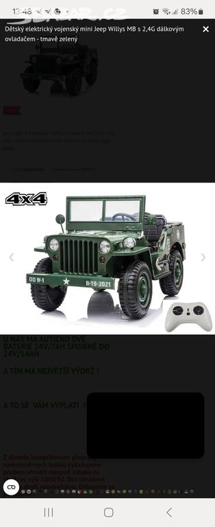 Dětský Jeep 4×4 3-mistný s dálkovým ovládáním