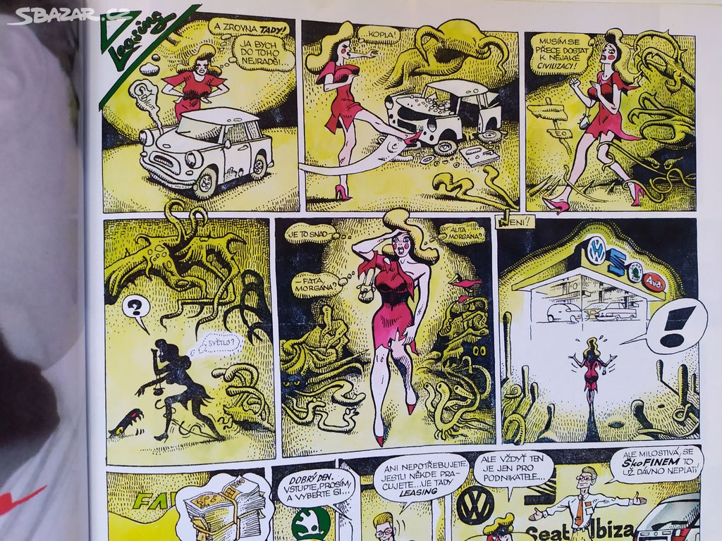 Playboy srpen 1994, komiksová reklama Kája Saudek