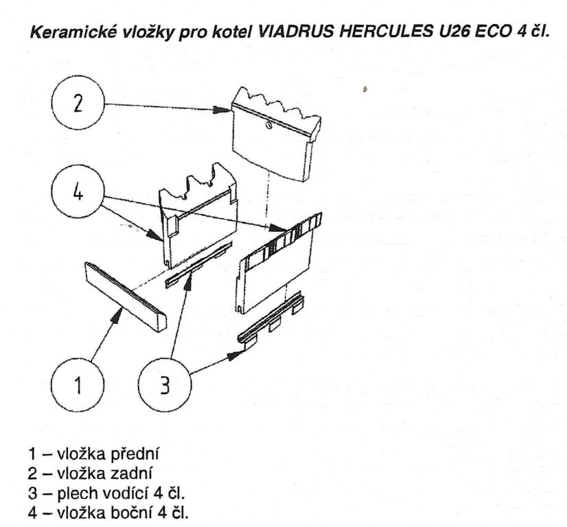 Keramické vložky kotel Viadrus Hercules U26ECO 4čl