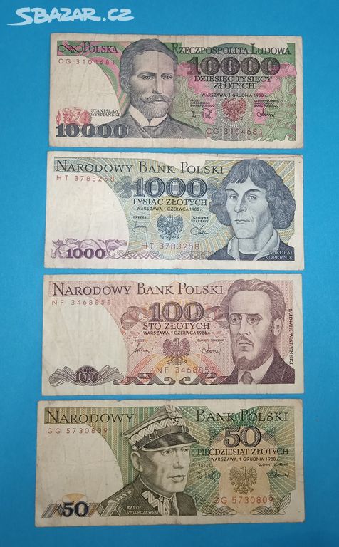 Bankovky POLSKO - konvolut 50-1.000 Zlo. 1982-1988