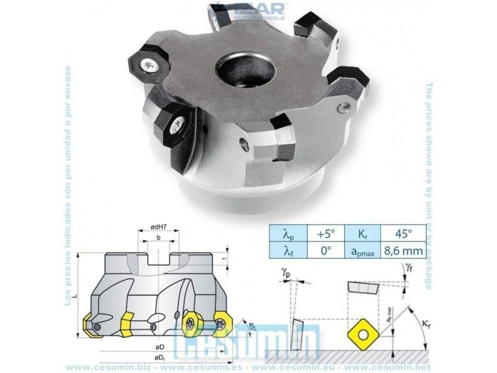 Frézovací hlava IZAR 20660 125R-S45OD06-45°