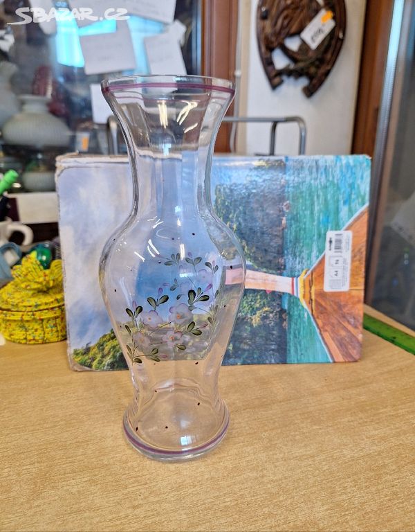 Malovaná skleněná váza