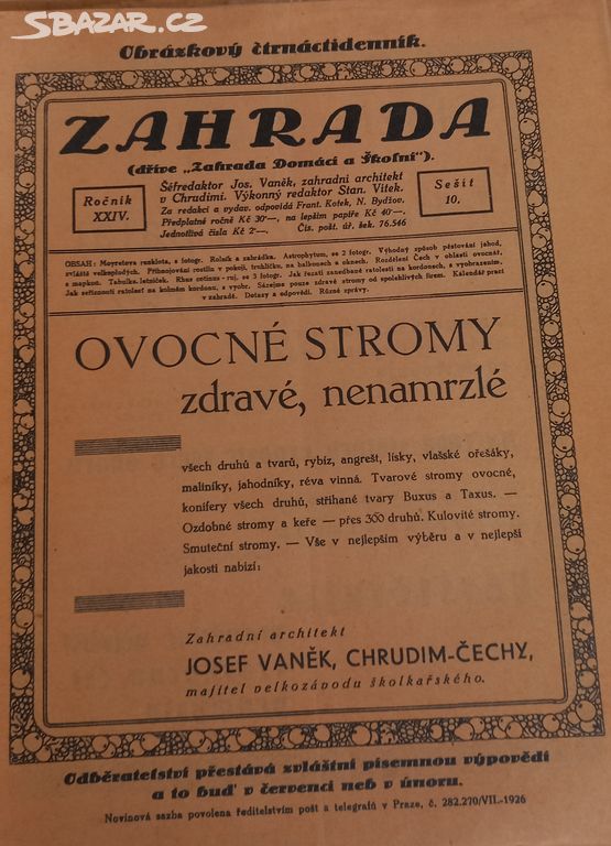 Zahrada ročník XXIV.