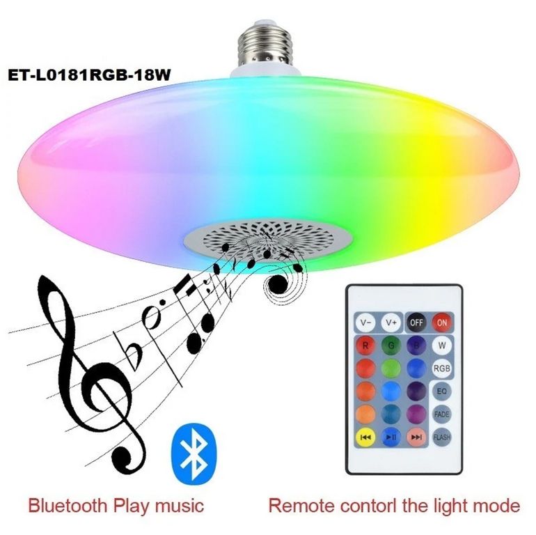 Stropní svítidlo/žárovka s bluetooth reproduktorem