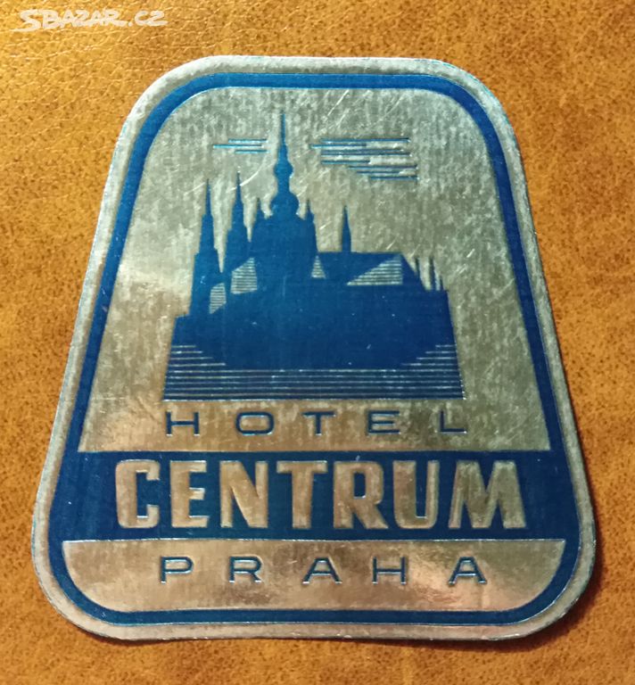 RETRO NÁLEPKA NA KUFR - PRAHA - HOTEL CENTRUM